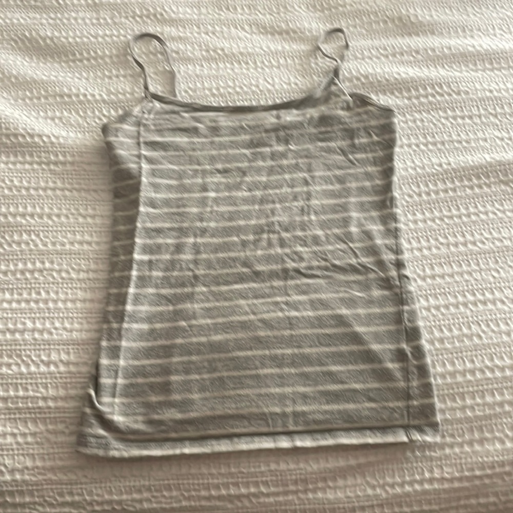 Aeropostale grey and white striped tank